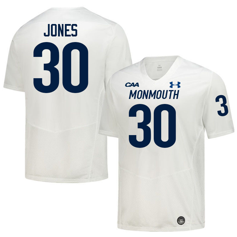 Monmouth Hawks #30 Jaeden Jones College Football Jerseys,Uniforms-White